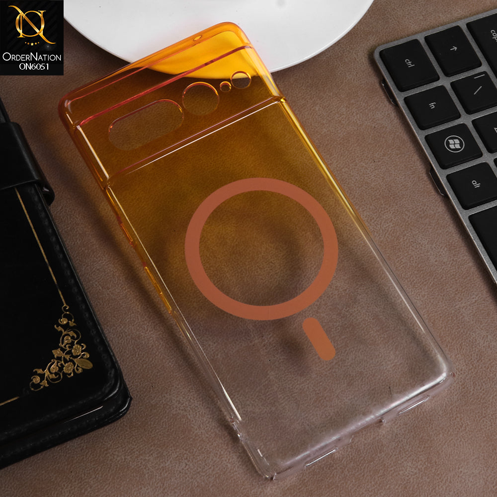 Google Pixel 7 Pro Cover - Yellow -  New Gradient Crystal Clear MagSafe Phone Case – Luxury Semi-Transparent Cover