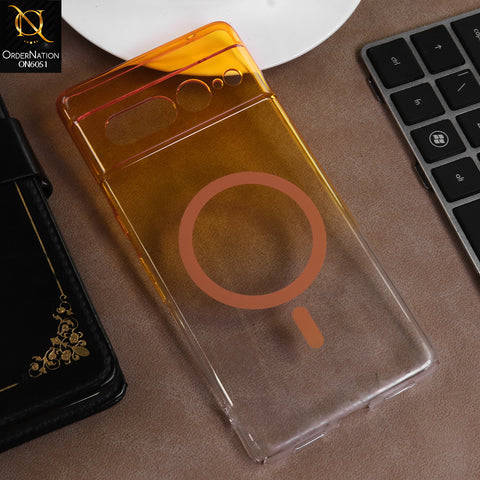 Google Pixel 7 Pro Cover - Yellow -  New Gradient Crystal Clear MagSafe Phone Case – Luxury Semi-Transparent Cover