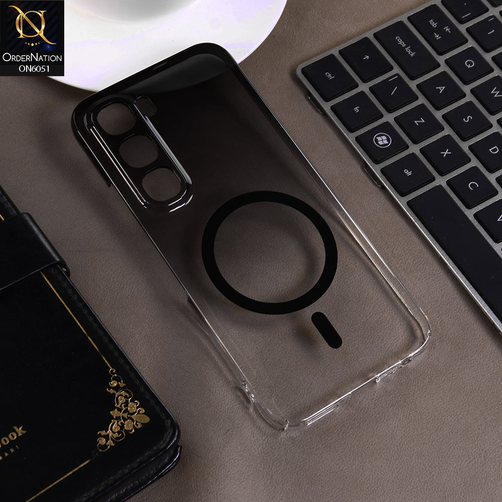 Infinix Hot 60 Pro Cover - Black -  New Gradient Crystal Clear MagSafe Phone Case – Luxury Semi-Transparent Cover