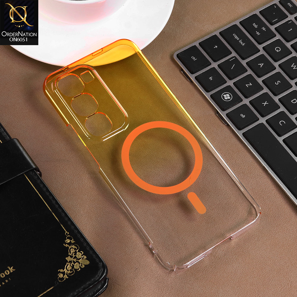 Infinix Hot 60 Pro Plus Cover - Yellow -  New Gradient Crystal Clear MagSafe Phone Case – Luxury Semi-Transparent Cover