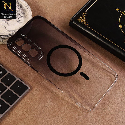 Infinix Hot 70 Cover - Black - New Gradient Crystal Clear MagSafe Phone Case – Luxury Semi-Transparent Cover