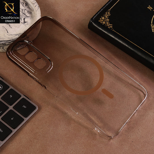 Infinix Hot 70 Cover - Brown - New Gradient Crystal Clear MagSafe Phone Case – Luxury Semi-Transparent Cover