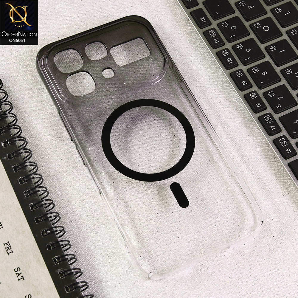 Infinix Note 60 Cover - Black - New Gradient Crystal Clear MagSafe Phone Case – Luxury Semi-Transparent Cover