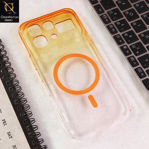 Infinix Note 60 Cover - Orange - New Gradient Crystal Clear MagSafe Phone Case – Luxury Semi-Transparent Cover
