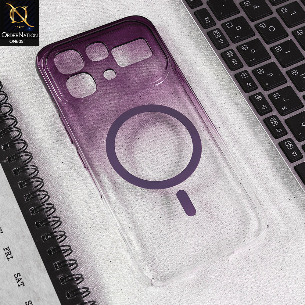 Infinix Note 60 Cover - Purple - New Gradient Crystal Clear MagSafe Phone Case – Luxury Semi-Transparent Cover