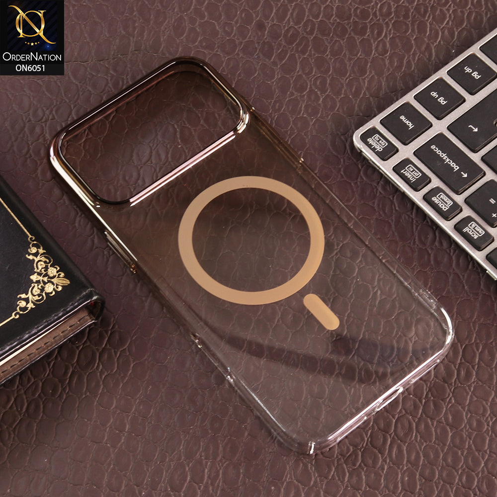 iPhone 17 Pro Max Cover - Brown - New Gradient Crystal Clear MagSafe Phone Case – Luxury Semi-Transparent Cover