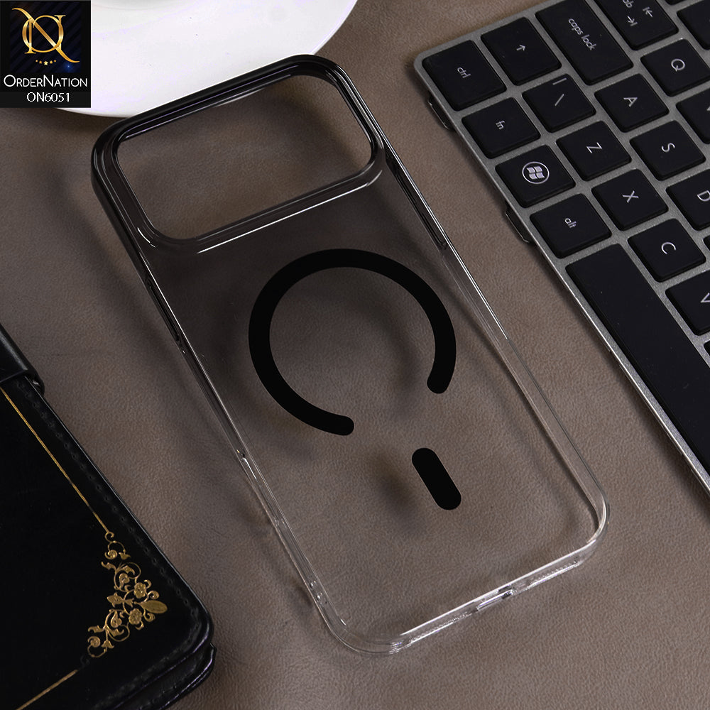iPhone 17 Pro Cover - Black -  New Gradient Crystal Clear MagSafe Phone Case – Luxury Semi-Transparent Cover