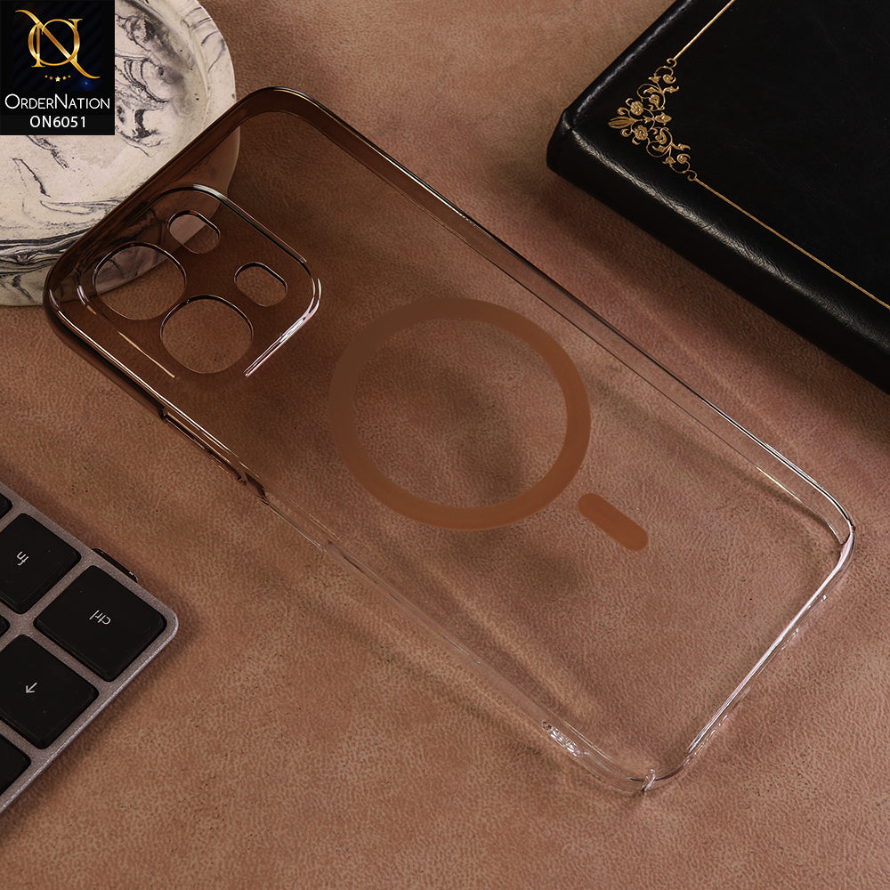 Oppo A6 4G Cover - Brown - New Gradient Crystal Clear MagSafe Phone Case – Luxury Semi-Transparent Cover