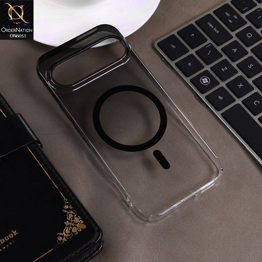 Google Pixel 9 Pro Cover - Black -  New Gradient Crystal Clear MagSafe Phone Case – Luxury Semi-Transparent Cover