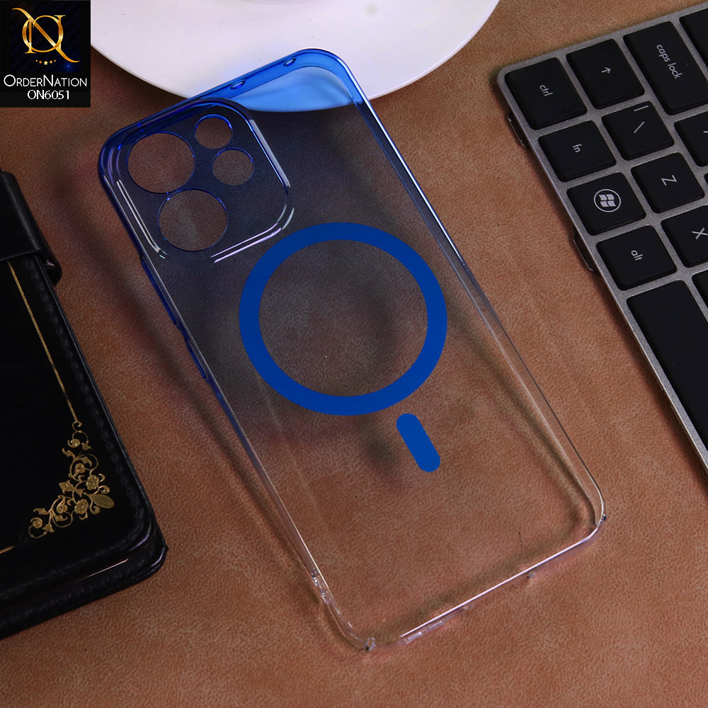 Oppo Reno 15F Cover - Blue -  New Gradient Crystal Clear MagSafe Phone Case – Luxury Semi-Transparent Cover