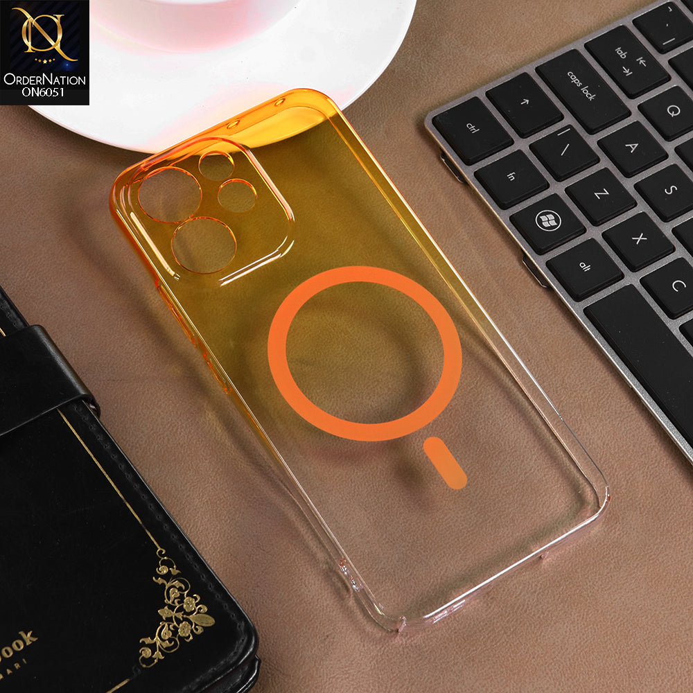 Oppo Reno 15F Cover - Yellow -  New Gradient Crystal Clear MagSafe Phone Case – Luxury Semi-Transparent Cover