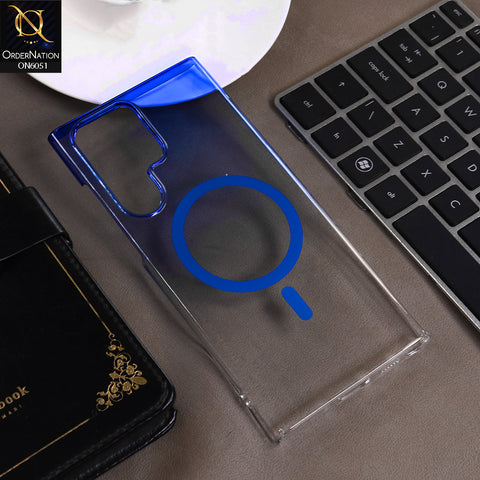 Samsung Galaxy S22 Ultra 5G Cover - Blue -  New Gradient Crystal Clear MagSafe Phone Case – Luxury Semi-Transparent Cover
