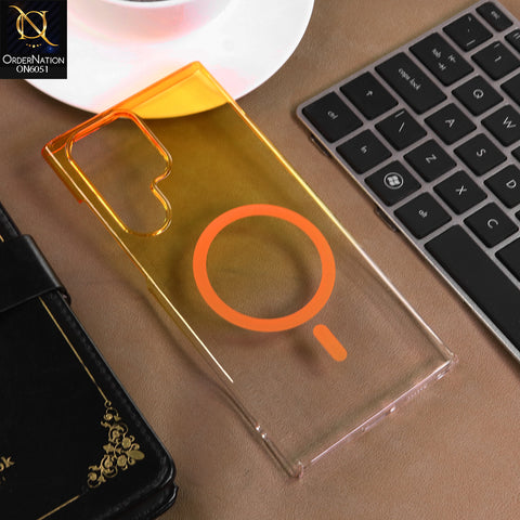 Samsung Galaxy S22 Ultra 5G Cover - Yellow -  New Gradient Crystal Clear MagSafe Phone Case – Luxury Semi-Transparent Cover