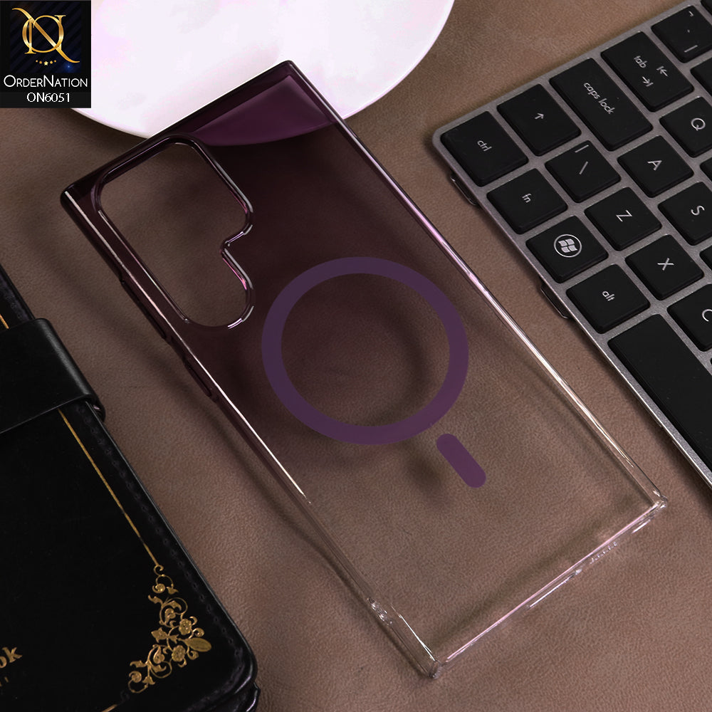 Samsung Galaxy S23 Ultra 5G Cover - Purple -  New Gradient Crystal Clear MagSafe Phone Case – Luxury Semi-Transparent Cover