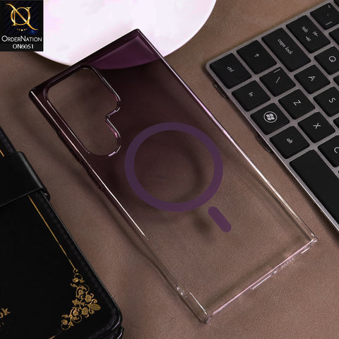 Samsung Galaxy S23 Ultra 5G Cover - Purple -  New Gradient Crystal Clear MagSafe Phone Case – Luxury Semi-Transparent Cover
