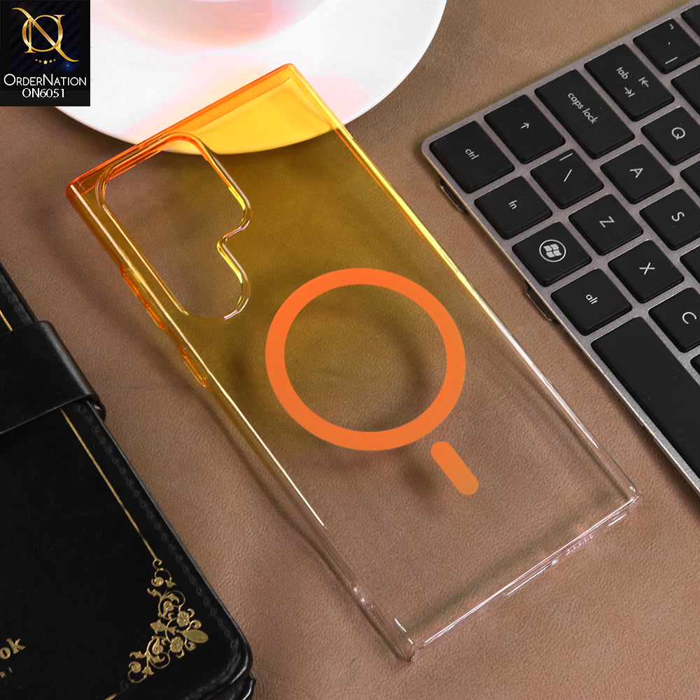 Samsung Galaxy S23 Ultra 5G Cover - Yellow -  New Gradient Crystal Clear MagSafe Phone Case – Luxury Semi-Transparent Cover