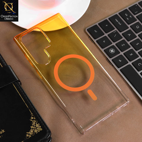 Samsung Galaxy S23 Ultra 5G Cover - Yellow -  New Gradient Crystal Clear MagSafe Phone Case – Luxury Semi-Transparent Cover