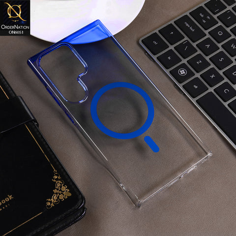 Samsung Galaxy S24 Ultra Cover - Blue -  New Gradient Crystal Clear MagSafe Phone Case – Luxury Semi-Transparent Cover