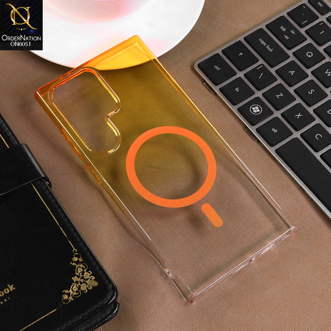 Samsung Galaxy S24 Ultra Cover - Yellow -  New Gradient Crystal Clear MagSafe Phone Case – Luxury Semi-Transparent Cover