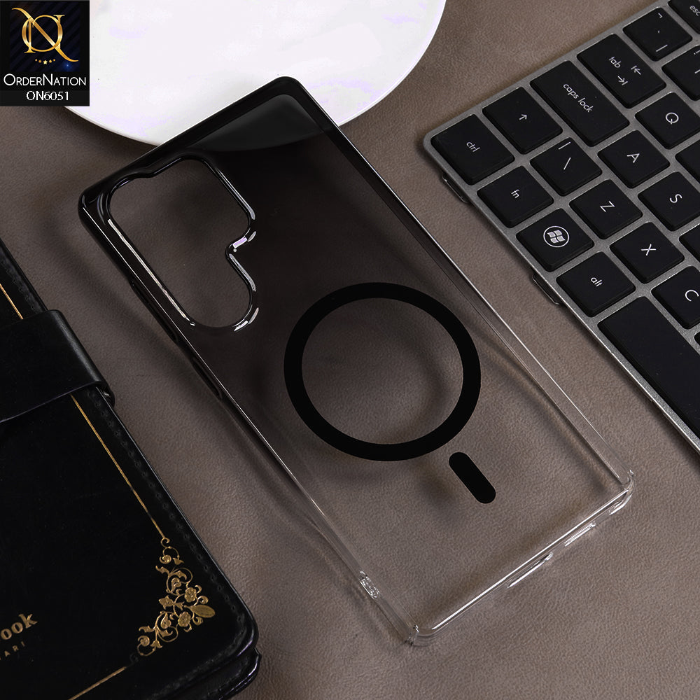 Samsung Galaxy S25 Ultra Cover - Black -  New Gradient Crystal Clear MagSafe Phone Case – Luxury Semi-Transparent Cover