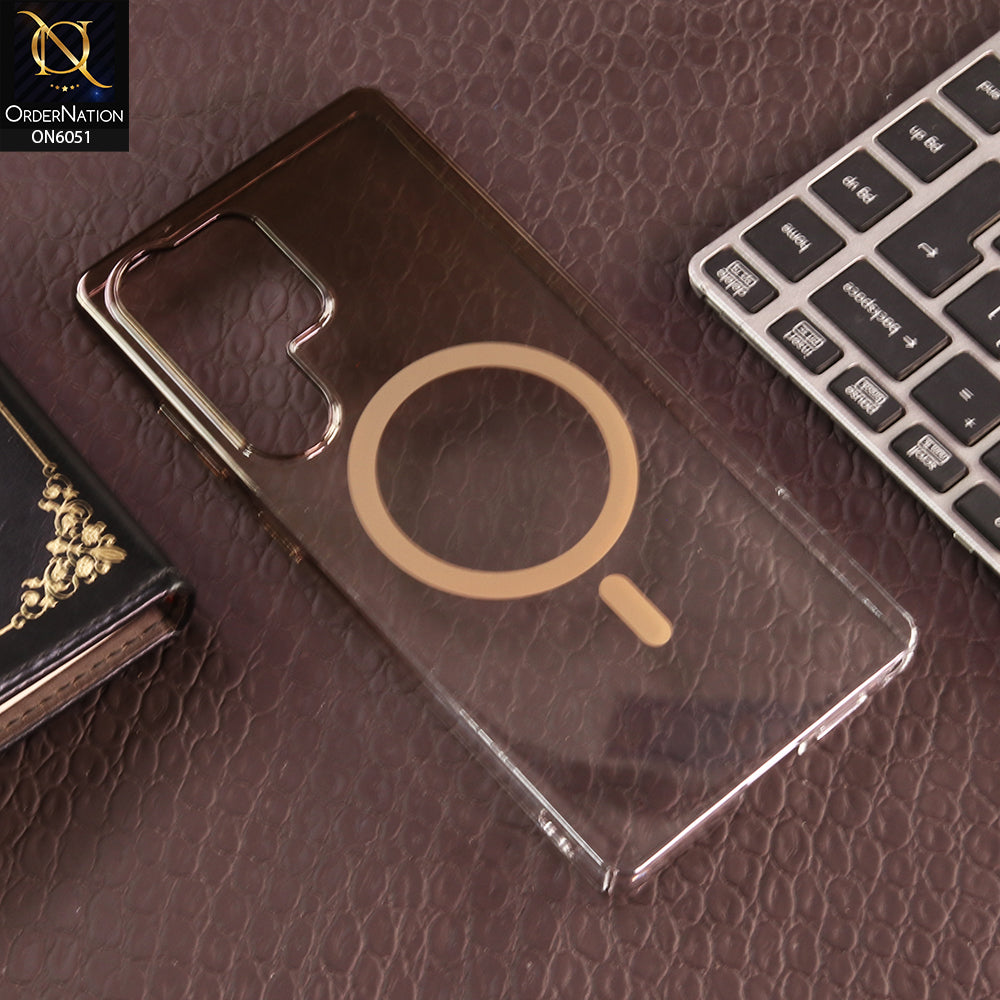 Samsung Galaxy S25 Ultra Cover - Brown - New Gradient Crystal Clear MagSafe Phone Case – Luxury Semi-Transparent Cover