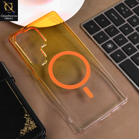 Samsung Galaxy S25 Ultra Cover - Yellow -  New Gradient Crystal Clear MagSafe Phone Case – Luxury Semi-Transparent Cover