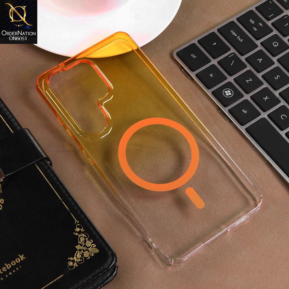 Samsung Galaxy S26 Ultra Cover - Yellow -  New Gradient Crystal Clear MagSafe Phone Case – Luxury Semi-Transparent Cover