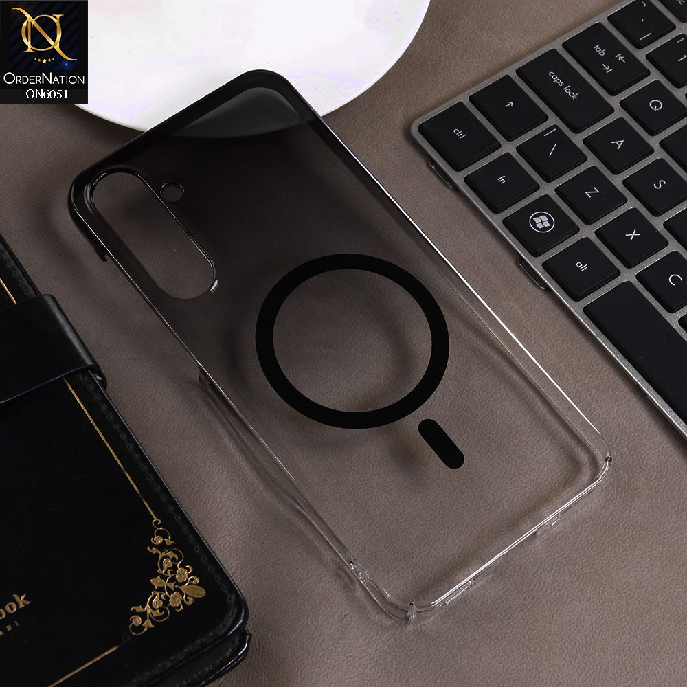 Samsung Galaxy A16 Cover - Black -  New Gradient Crystal Clear MagSafe Phone Case – Luxury Semi-Transparent Cover