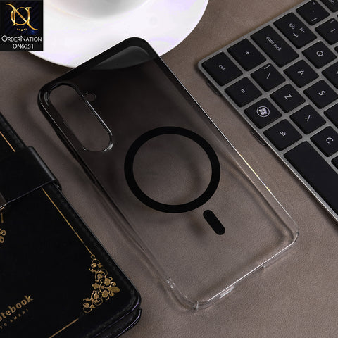 Samsung Galaxy A36 Cover - Black -  New Gradient Crystal Clear MagSafe Phone Case – Luxury Semi-Transparent Cover