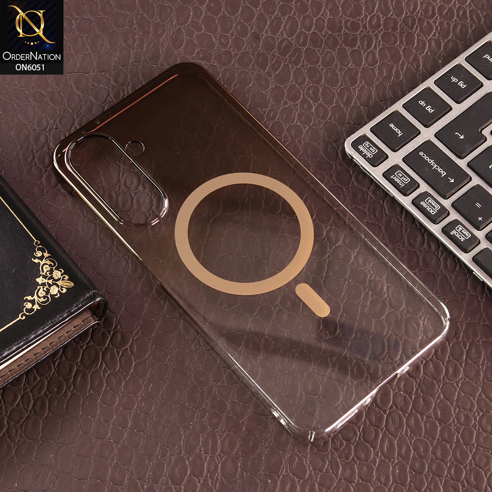 Samsung Galaxy A36 Cover - Brown - New Gradient Crystal Clear MagSafe Phone Case – Luxury Semi-Transparent Cover