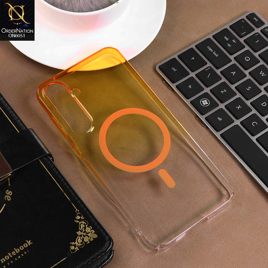 Samsung Galaxy A55 Cover - Yellow -  New Gradient Crystal Clear MagSafe Phone Case – Luxury Semi-Transparent Cover