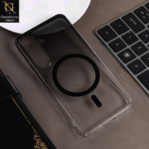 Samsung Galaxy S24 Cover - Black - New Gradient Crystal Clear MagSafe Phone Case – Luxury Semi-Transparent Cover