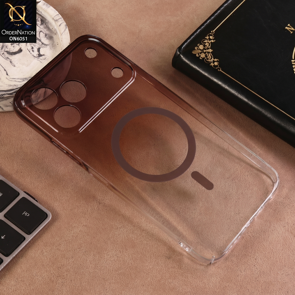 Tecno Spark 50 4G Cover - Brown - New Gradient Crystal Clear MagSafe Phone Case – Luxury Semi-Transparent Cover