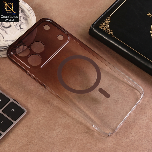 Tecno Spark 50 4G Cover - Brown - New Gradient Crystal Clear MagSafe Phone Case – Luxury Semi-Transparent Cover