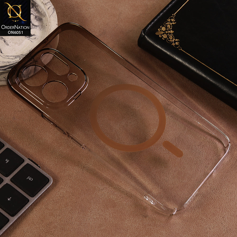 Vivo V70 Cover - Brown - New Gradient Crystal Clear MagSafe Phone Case – Luxury Semi-Transparent Cover