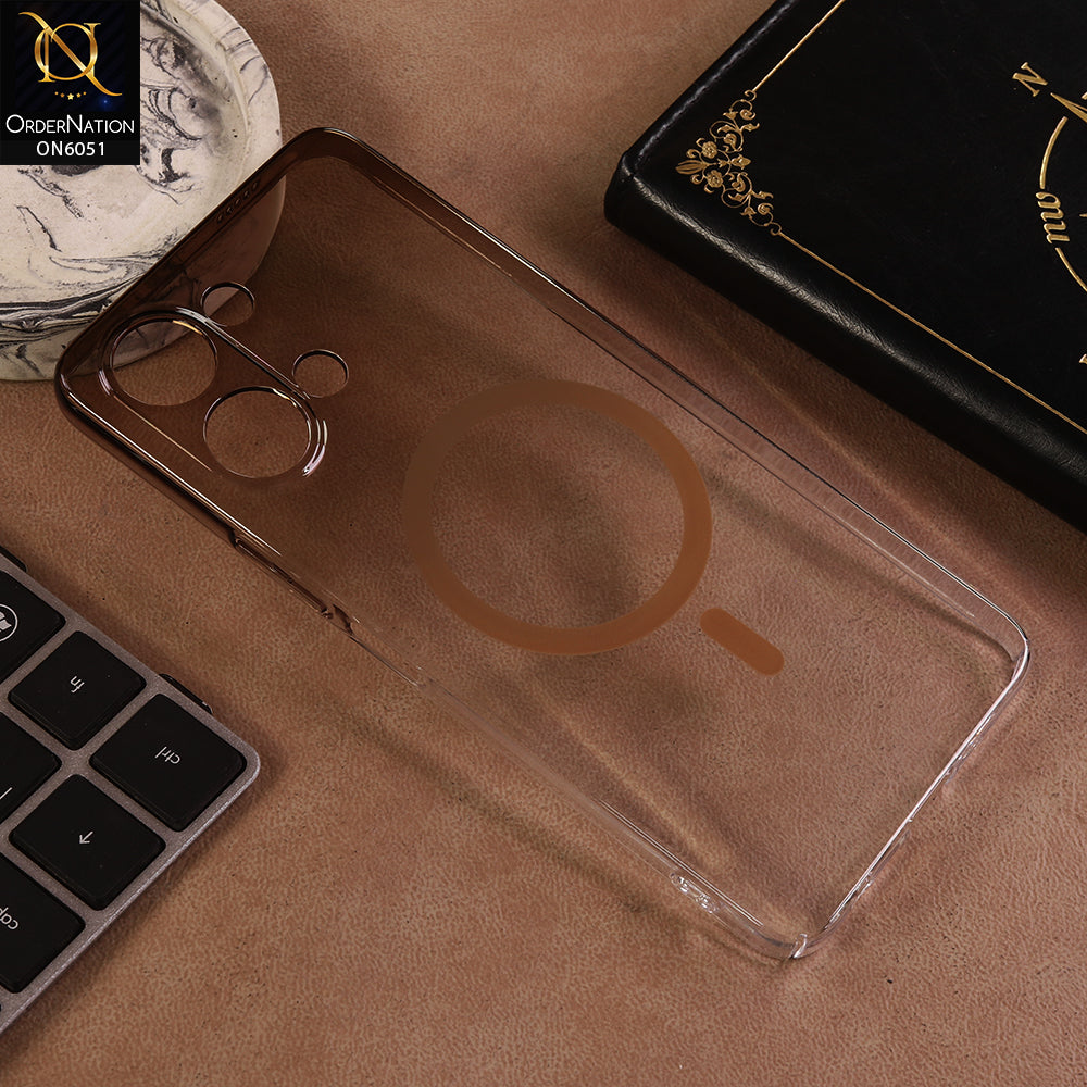 Vivo Y05 Cover - Brown - New Gradient Crystal Clear MagSafe Phone Case – Luxury Semi-Transparent Cover