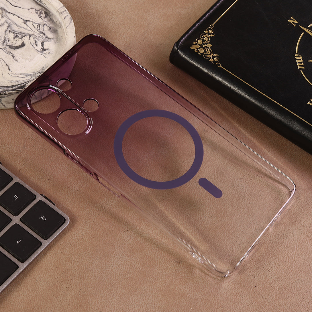 Vivo Y05 Cover - Purple - New Gradient Crystal Clear MagSafe Phone Case – Luxury Semi-Transparent Cover