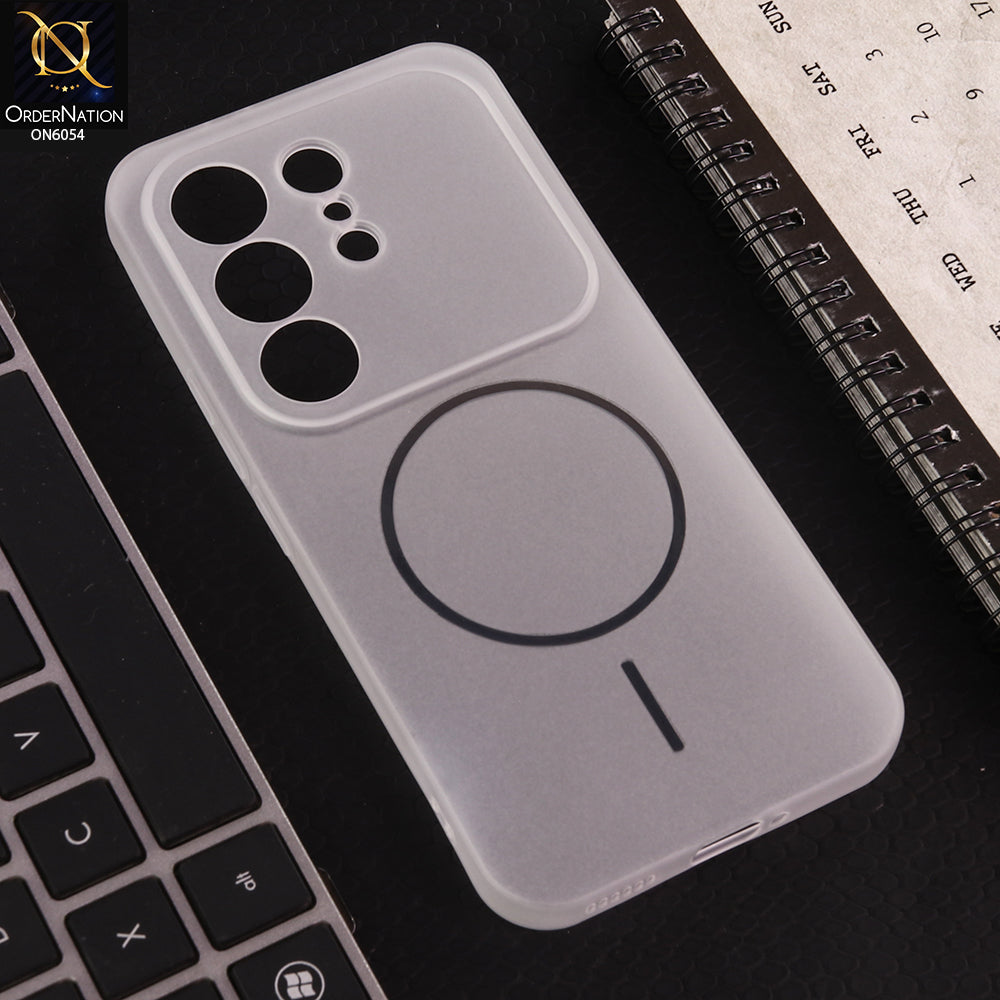 Tecno Camon 50 4G Cover - White - Ultra Thin Matte Case with Transparent MagSafe Ring Design