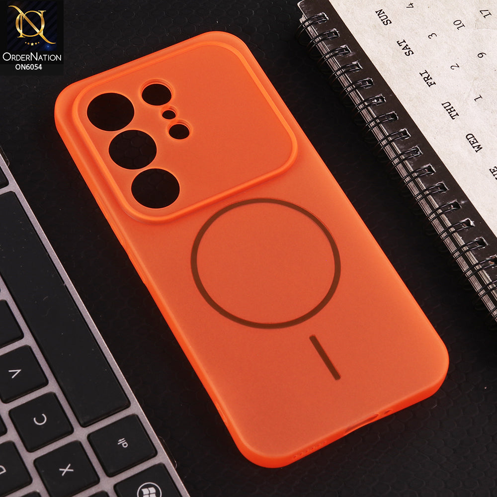 Tecno Camon 50 Pro 4G Cover - Orange - Ultra Thin Matte Case with Transparent MagSafe Ring Design