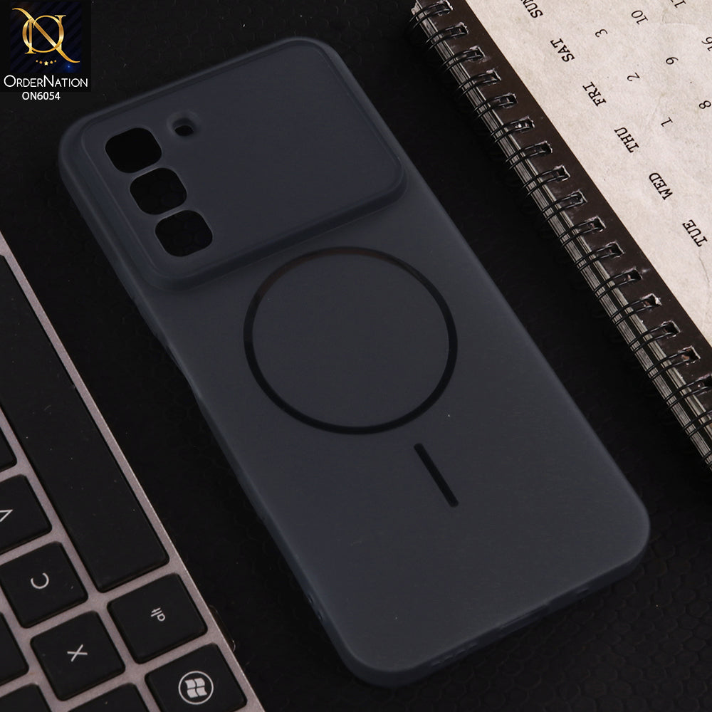 Infinix Hot 70 Cover - Blue - Ultra Thin Matte Case with Transparent MagSafe Ring Design