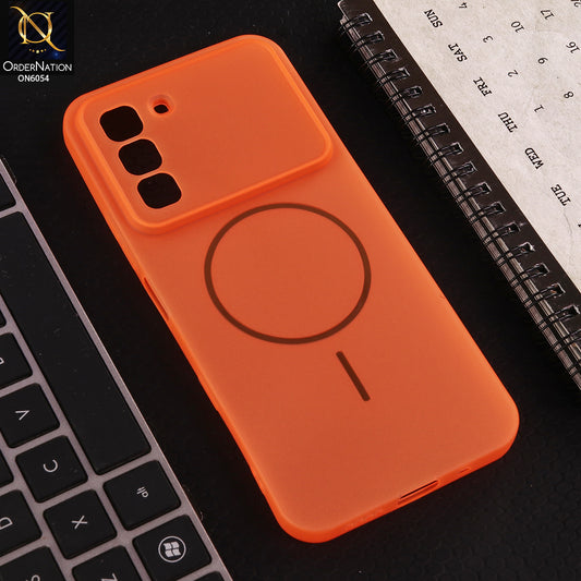 Infinix Hot 70 Cover - Orange - Ultra Thin Matte Case with Transparent MagSafe Ring Design
