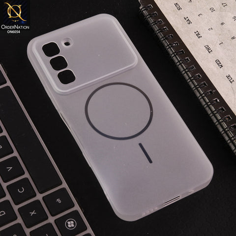 Infinix Hot 70 Cover - White - Ultra Thin Matte Case with Transparent MagSafe Ring Design