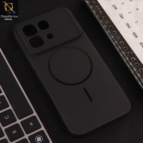 Infinix Note 60 Cover - Black - Ultra Thin Matte Case with Transparent MagSafe Ring Design