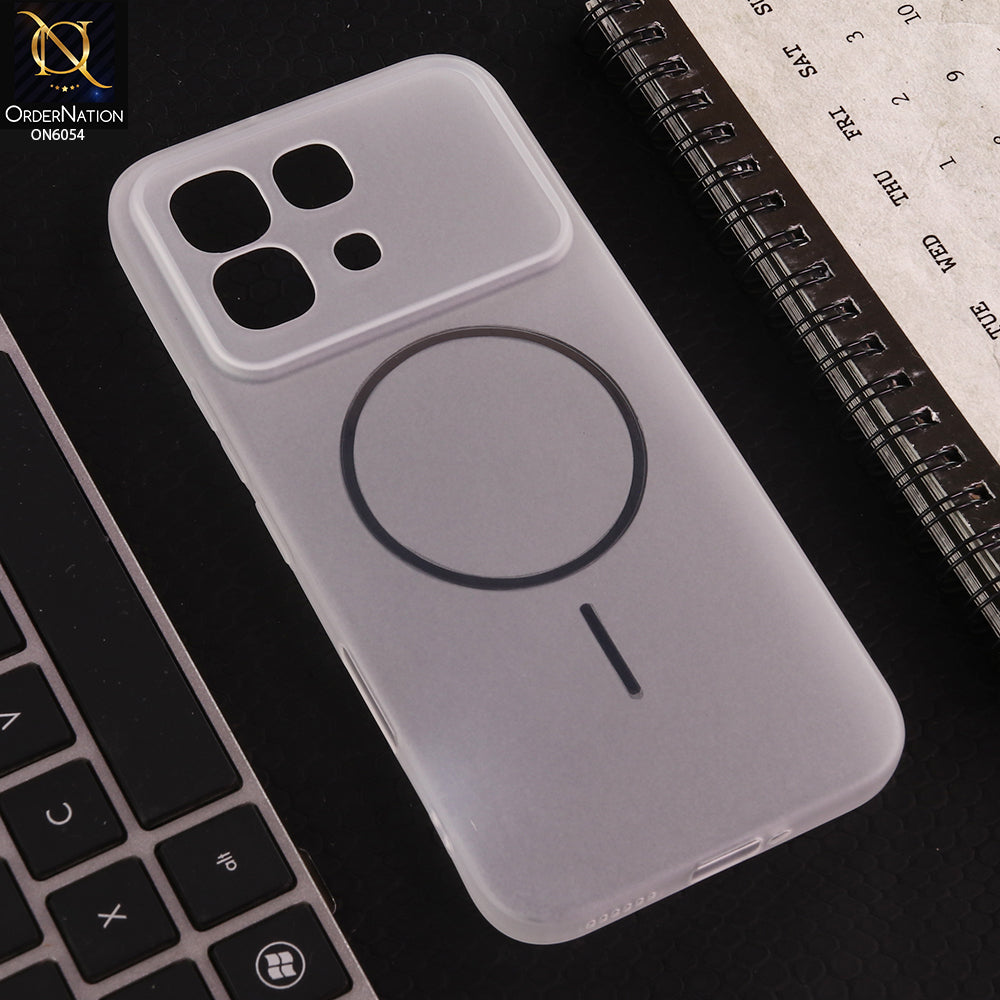 Infinix Note 60 Pro Cover - White - Ultra Thin Matte Case with Transparent MagSafe Ring Design