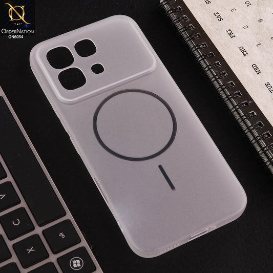 Infinix Note 60 Pro Cover - White - Ultra Thin Matte Case with Transparent MagSafe Ring Design
