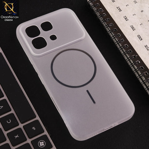 Infinix Note 60 Pro Cover - White - Ultra Thin Matte Case with Transparent MagSafe Ring Design