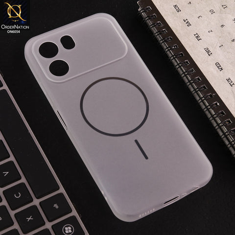 Oppo A6 4G Cover - White - Ultra Thin Matte Case with Transparent MagSafe Ring Design