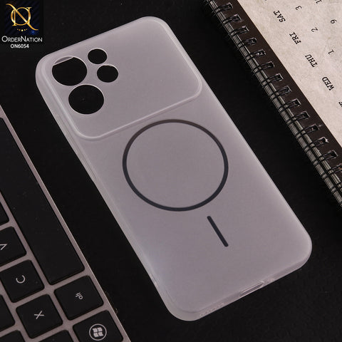 Oppo Reno 15F Cover - White - Ultra Thin Matte Case with Transparent MagSafe Ring Design