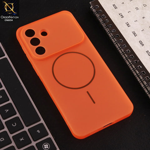 Samsung Galaxy A57 Cover - Orange - Ultra Thin Matte Case with Transparent MagSafe Ring Design