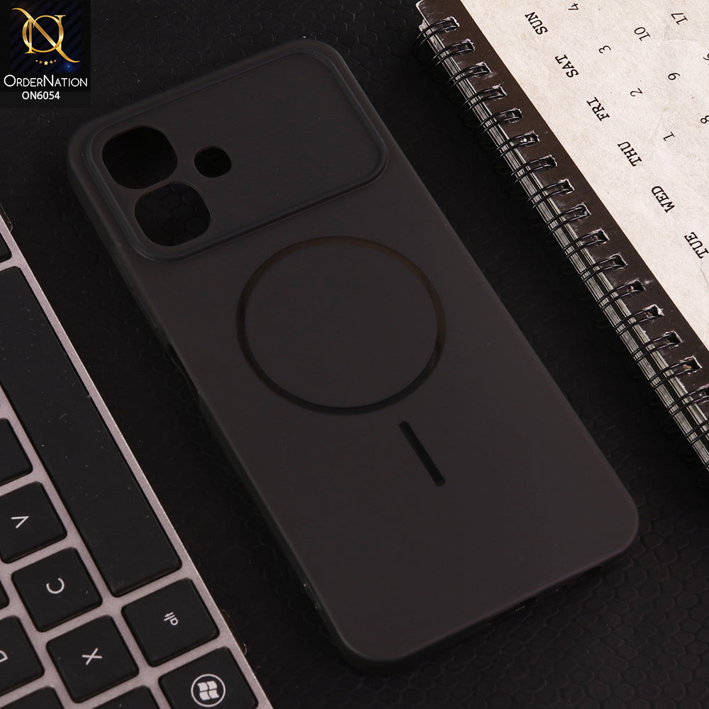 Infinix Smart 20 Cover - Black - Ultra Thin Matte Case with Transparent MagSafe Ring Design